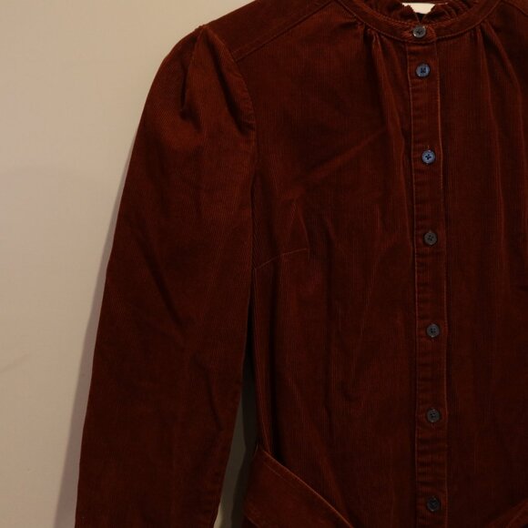 BODEN corduroy midi dress tiered button down rust 6 Long belt prairie cottage - Picture 9 of 10